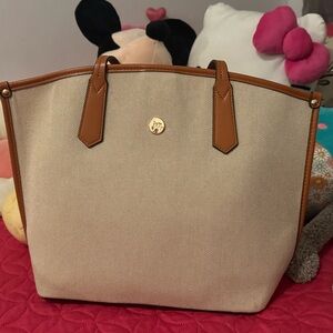 Beige Canvas Tote with Tan Trim - Classic Everyday Carry